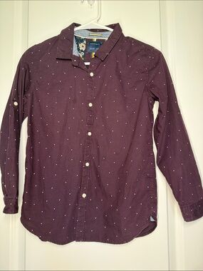 Cactus Men's Burgundy Dot Long-Sleeve Button-Down Shirt
